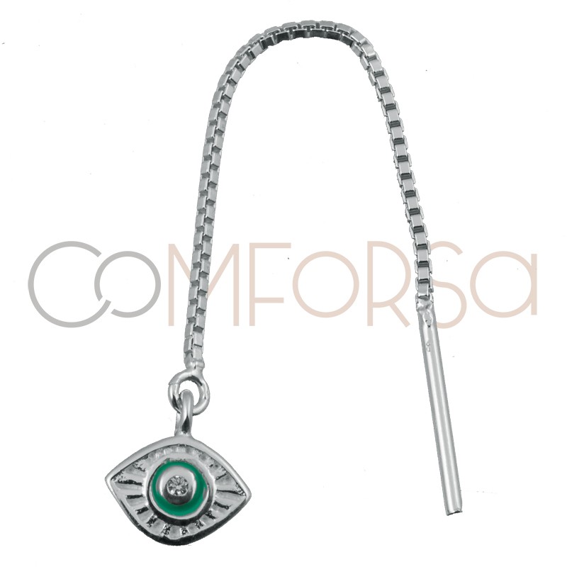 Arete cadena con ojo turco plata 925ml