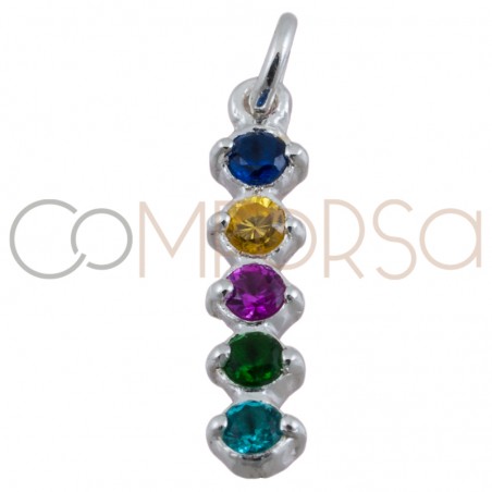 Sterling silver 925 gold-plated pendant with colourful zirconias 2.5 x 11 mm