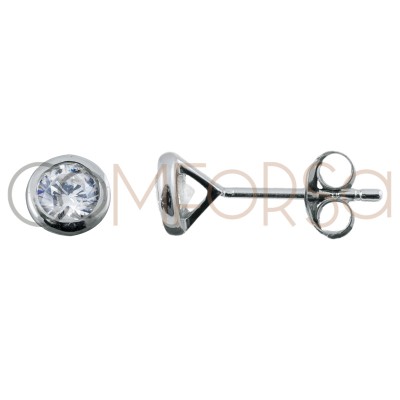 Pendiente chatón plano 5mm plata 925 chapada en oro