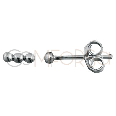 Sterling silver 925 bar earring with 3 little balls 6 mm