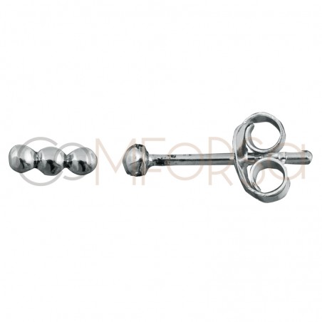 Sterling silver 925 bar earring with 3 little balls 6 mm