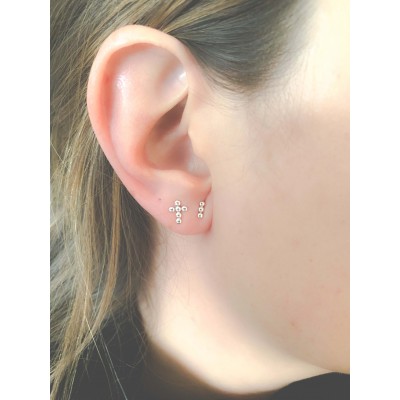 Sterling silver 925 mini cross earring with little balls 8 x 6mm