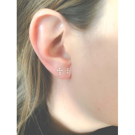 Pendiente mini cruz bolitas 8 x 6mm plata 925