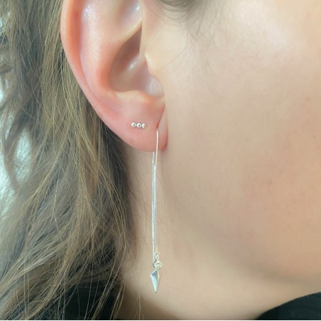 Sterling silver 925 bar earring with 3 little balls 6 mm