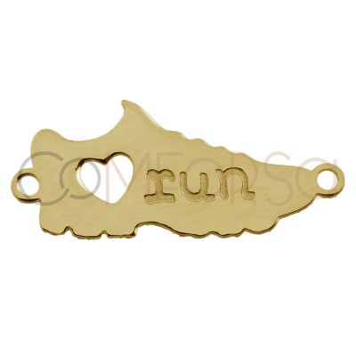 Entrepieza deportiva "Love Run" 17 x 6mm plata chapada dorada