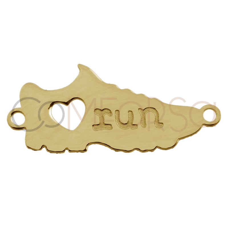 Entrepieza deportiva "Love Run" 17 x 6mm plata chapada dorada