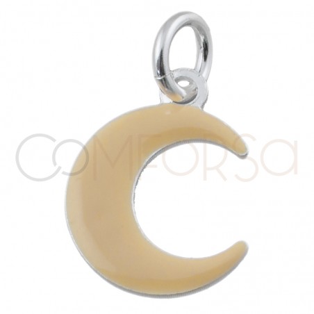 Sterling silver 925 gold-plated moon pendant with enamel "Almond Oil" 8 x 11 mm
