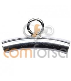 Sterling silver 925 curved tube with ring 3.2x 20 mm