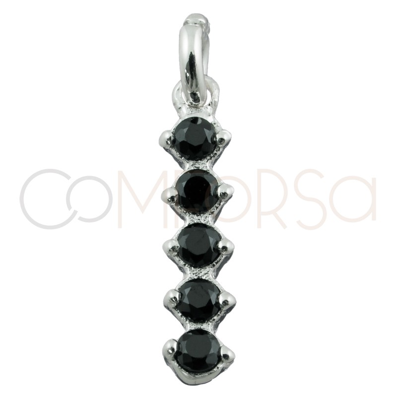 Colgante barra con circonita "Jet" 2.5 x 11mm plata 925ml