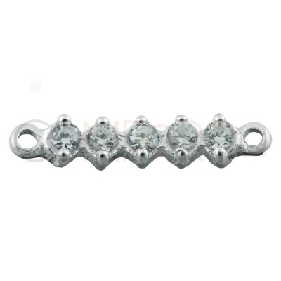 Sterling silver 925 connector with white zirconias 2.5 x 11 mm