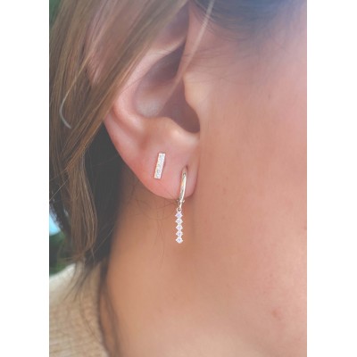 Arete barra zirconias 2 x 8mm en plata 925ml