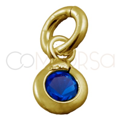 Sterling silver 925 gold-plated pendant with "Sapphire" zirconia 3mm