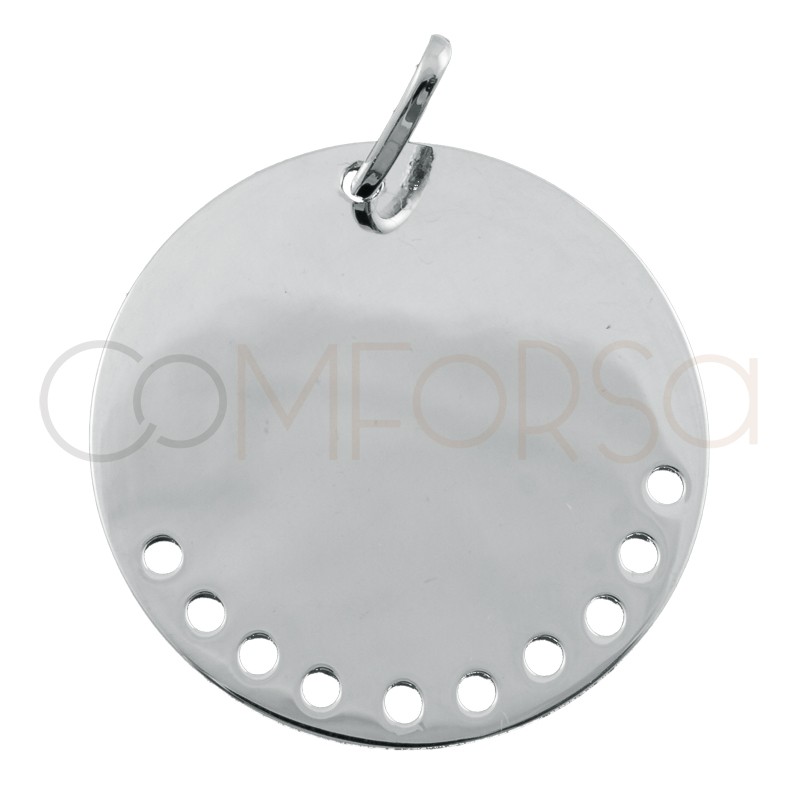 Sterling silver 925 pendant with holes 20 mm