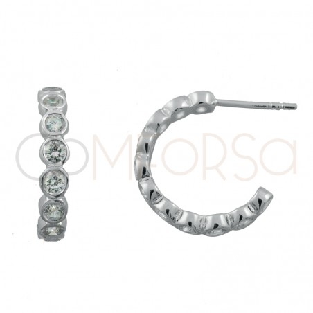 Arracada Aro con zirconias 14mm plata 925