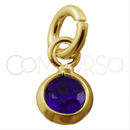 Sterling silver 925 gold-plated pendant with "Tanzanite" zirconia 3mm