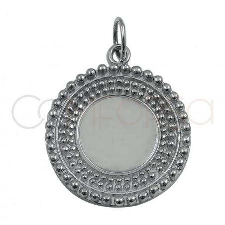 Sterling silver 925 ethnic mirror pendant 20 mm