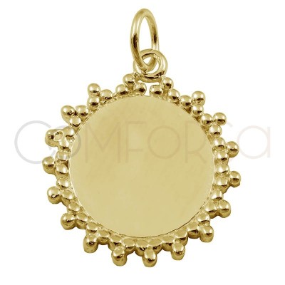 Sterling silver 925 gold-plated beaded solar pendant 20 mm