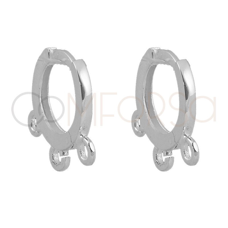 Sterling silver 925 hoop earring with 3 open jumprings 12mm