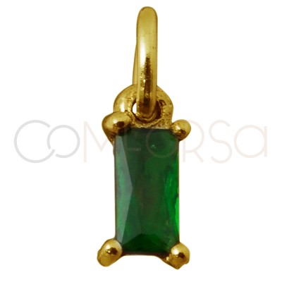 Mini colgante circonita rectangular "Emerald" 2 x 5 mm plata chapada en oro