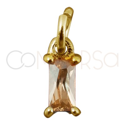 Sterling silver 925 rectangular pendant "Light Gold" zirconia 5x2mm