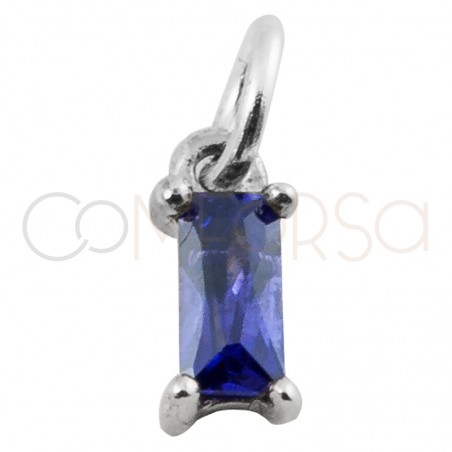 Mini dije rectangular con zirconia en color "Tanzanite" plata de ley con baño de oro