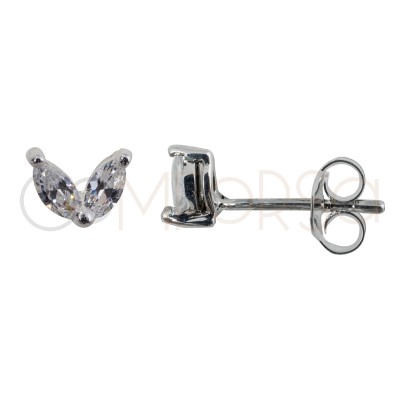 Sterling silver 925 mini earring with 2 zirconias 5 mm