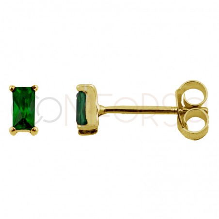 Mini pendiente rectangular emerald 2 x 5mm plata 925