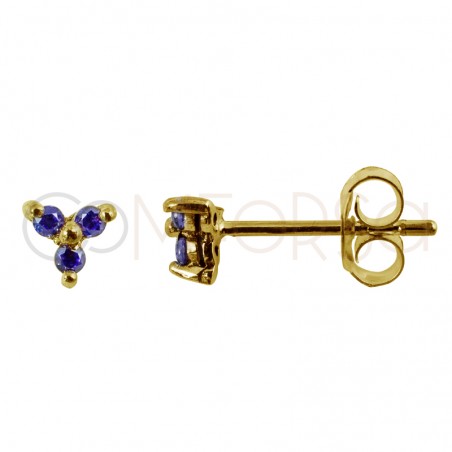 Sterling silver 925 earring with three tanzanite zirconias 4 mm