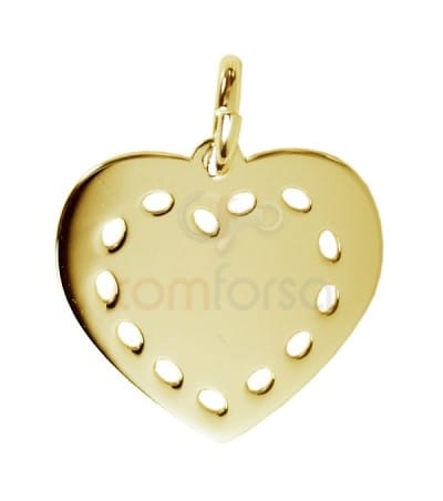 Engraving + Sterling silver 925 Gold plated heart pendant 13 x 12 mm
