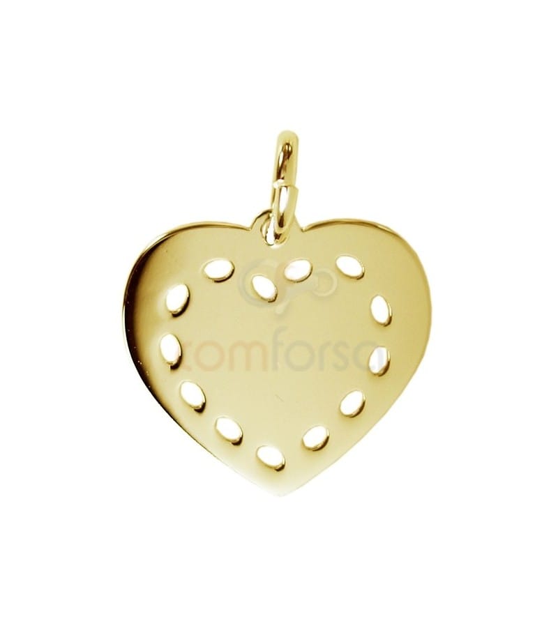 Engraving + Sterling silver 925 Gold plated heart pendant 13 x 12 mm