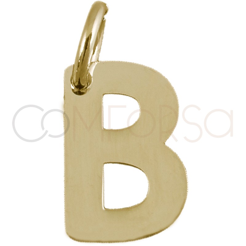 Colgante letra B 5.2 x 8mm plata 925 chapada en oro