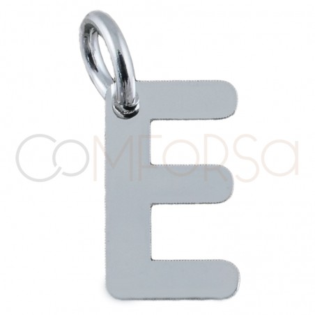 Dije letra E 4.7 x 8mm plata baño de oro