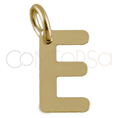 Sterling silver 925 gold-plated letter E pendant 4.7x8mm