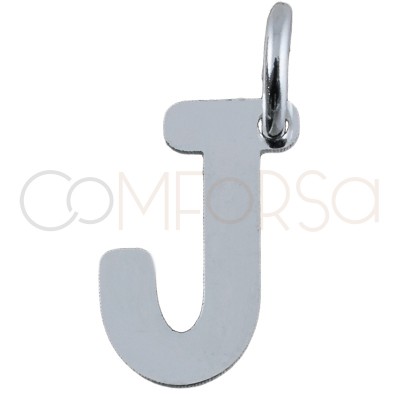 Colgante letra J 4.5 x 8mm plata 925 chapada en oro