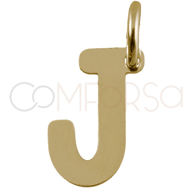 Colgante letra J 4.5 x 8mm plata 925 chapada en oro