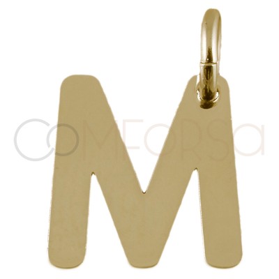 Sterling silver 925 gold-plated letter M pendant 7.6x8mm