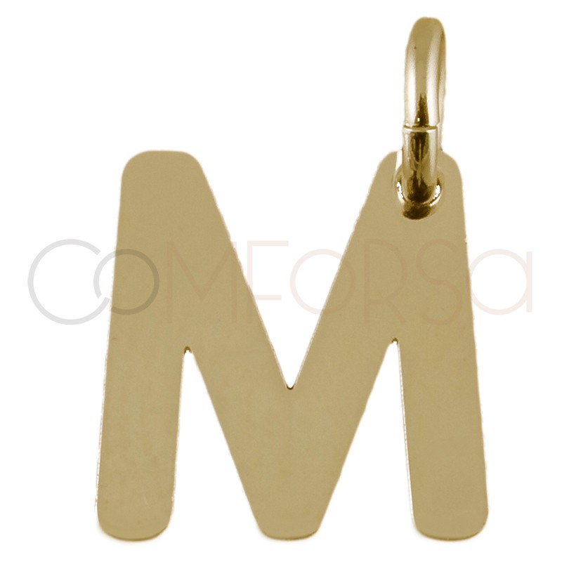 Colgante letra M 7.6 x 8mm plata 925 chapada en oro