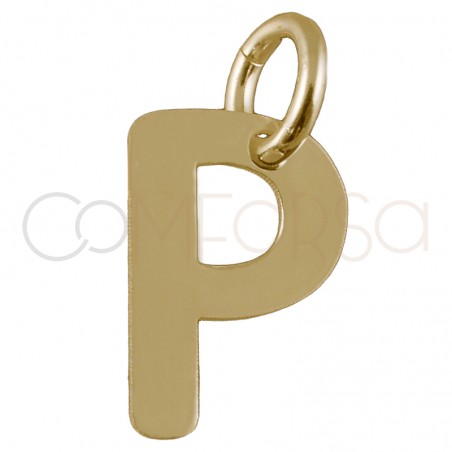 Colgante letra P 5.1 x 8mm plata 925 chapada en oro