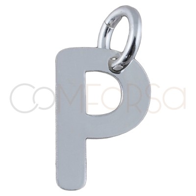 Colgante letra P 5.1 x 8mm plata 925 chapada en oro