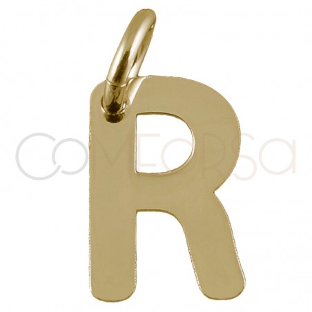 Sterling silver 925 gold-plated letter R pendant 5.3x8mm