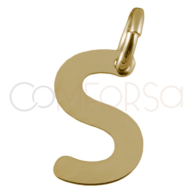 Colgante letra S 5 x 8mm plata 925 chapada en oro