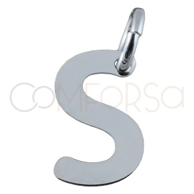 Colgante letra S 5 x 8mm plata 925 chapada en oro