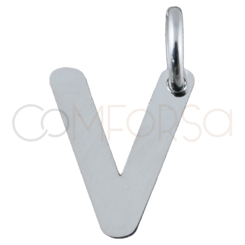 Sterling silver 925 letter V pendant 6.5x8mm