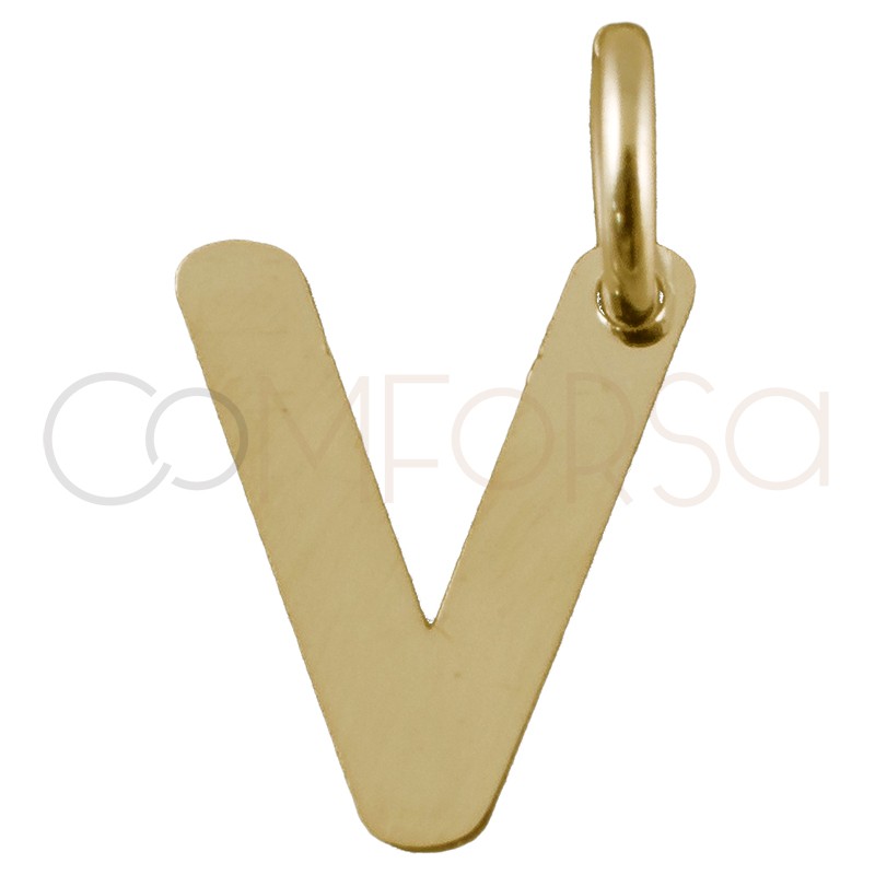 Sterling silver 925 gold-plated letter V pendant 6.5 x8mm