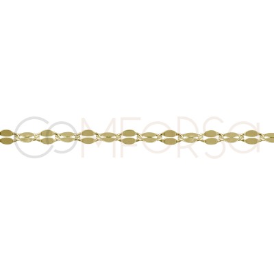 Sterling silver 925 gold-plated chain with flat links 6x3mm