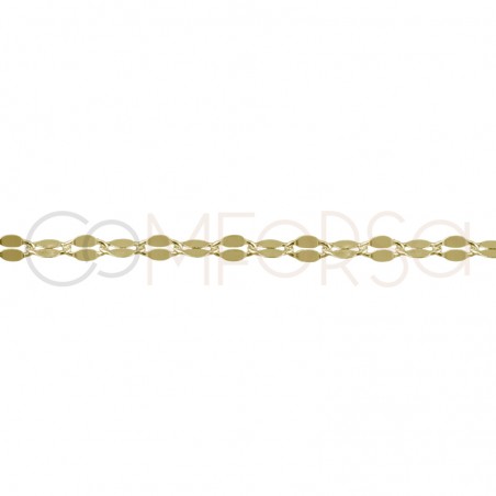 Sterling silver 925 gold-plated chain with flat links 6x3mm