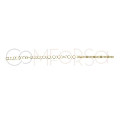 Cadena eslabones planos 36cm plata chapada en oro