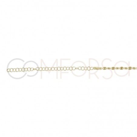 Cadena eslabones planos 36cm plata chapada en oro