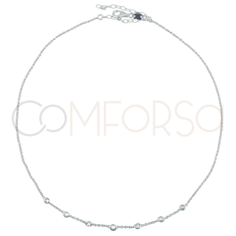 Cadena 7 circonitas 38cm plata 925