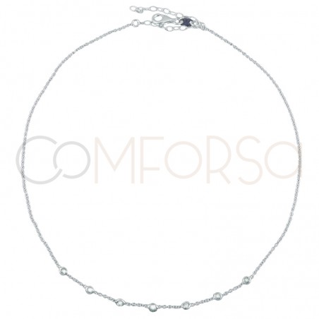 Cadena 7 circonitas 38cm plata 925